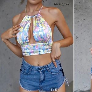 Shein Halter Floral Top